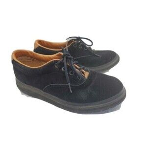 Girls Casual Shoes Sz 5.5 Suede Flat Lace Up Sneaker Black La Gear